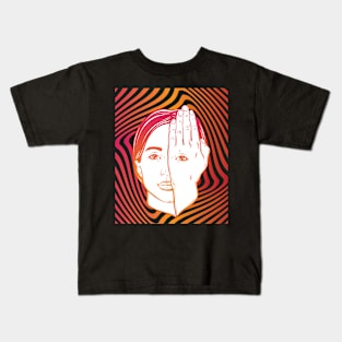 Girl With Eye On Hand Psychedelic Hypnotic Background Kids T-Shirt